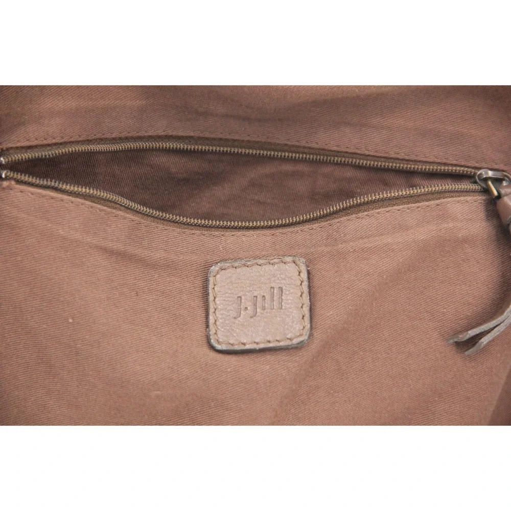 J Jill brown Leather satchel tote bag purse unstructured zip large front pocket